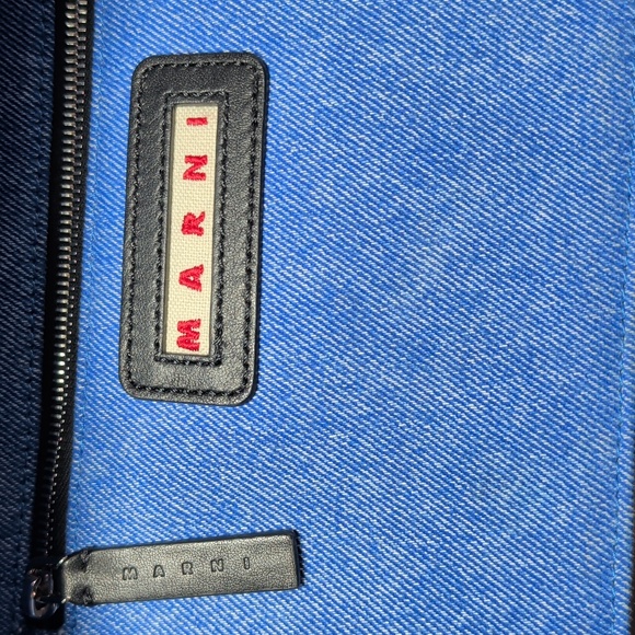 Marni Museo Small Denim Hobo Bag with Contrasting White Leather Logo - Picture 7 of 9